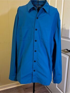 01.Algo Performance SPF 40 Men's Casual Blue Button-Down  LS Shirt